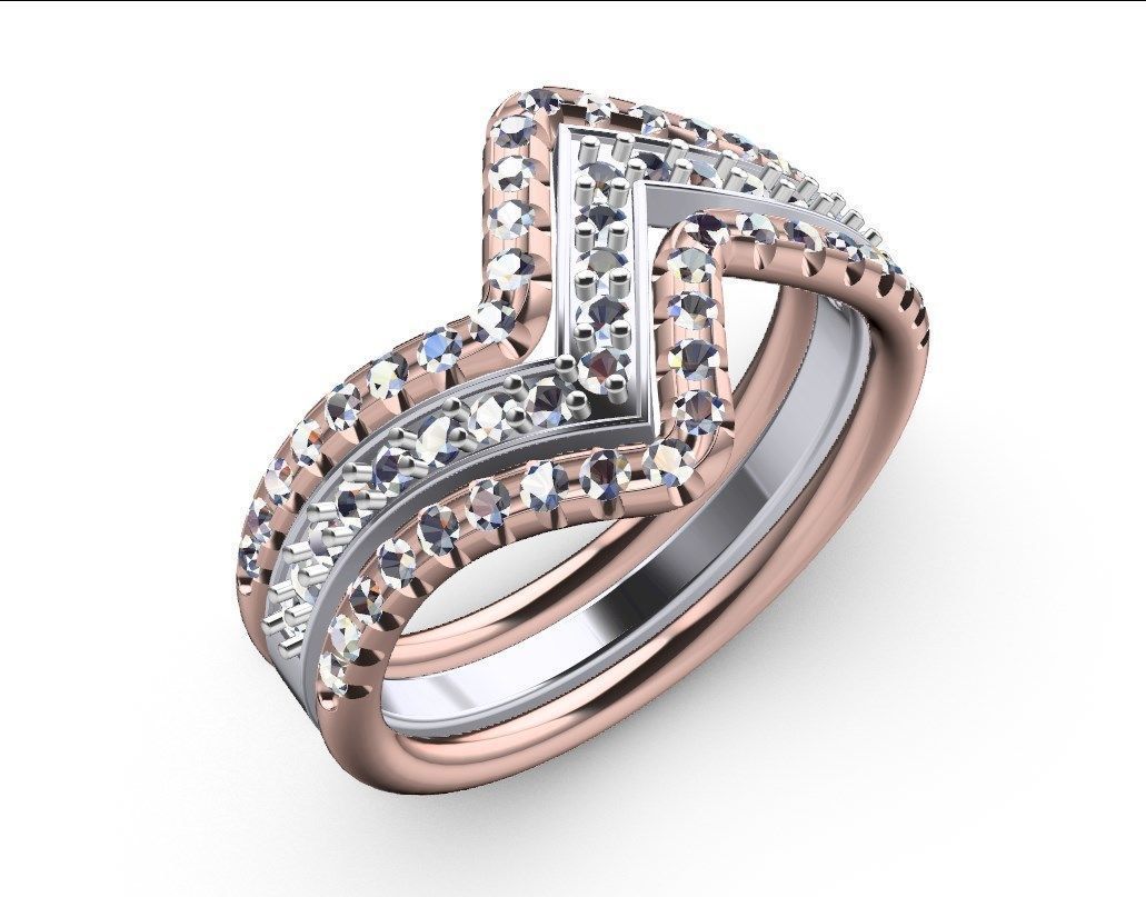 Bridal Set Rings 3D Models All Settings- PI0001-SV 3D print model_23