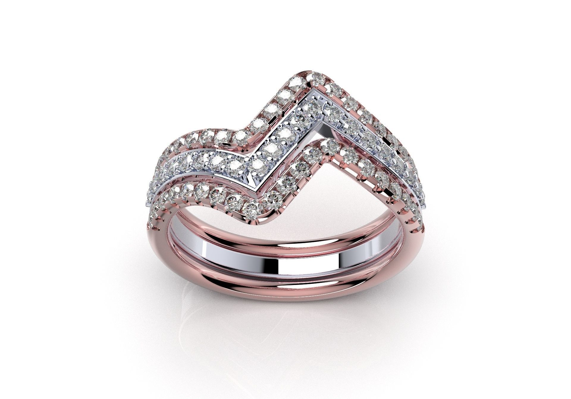 Bridal Set Rings 3D Models All Settings- PI0001-SV 3D print model_9