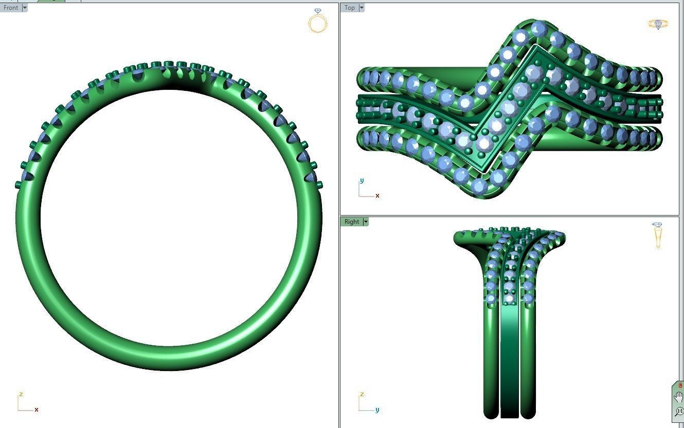 Bridal Set Rings 3D Models All Settings- PI0001-SV 3D print model_32