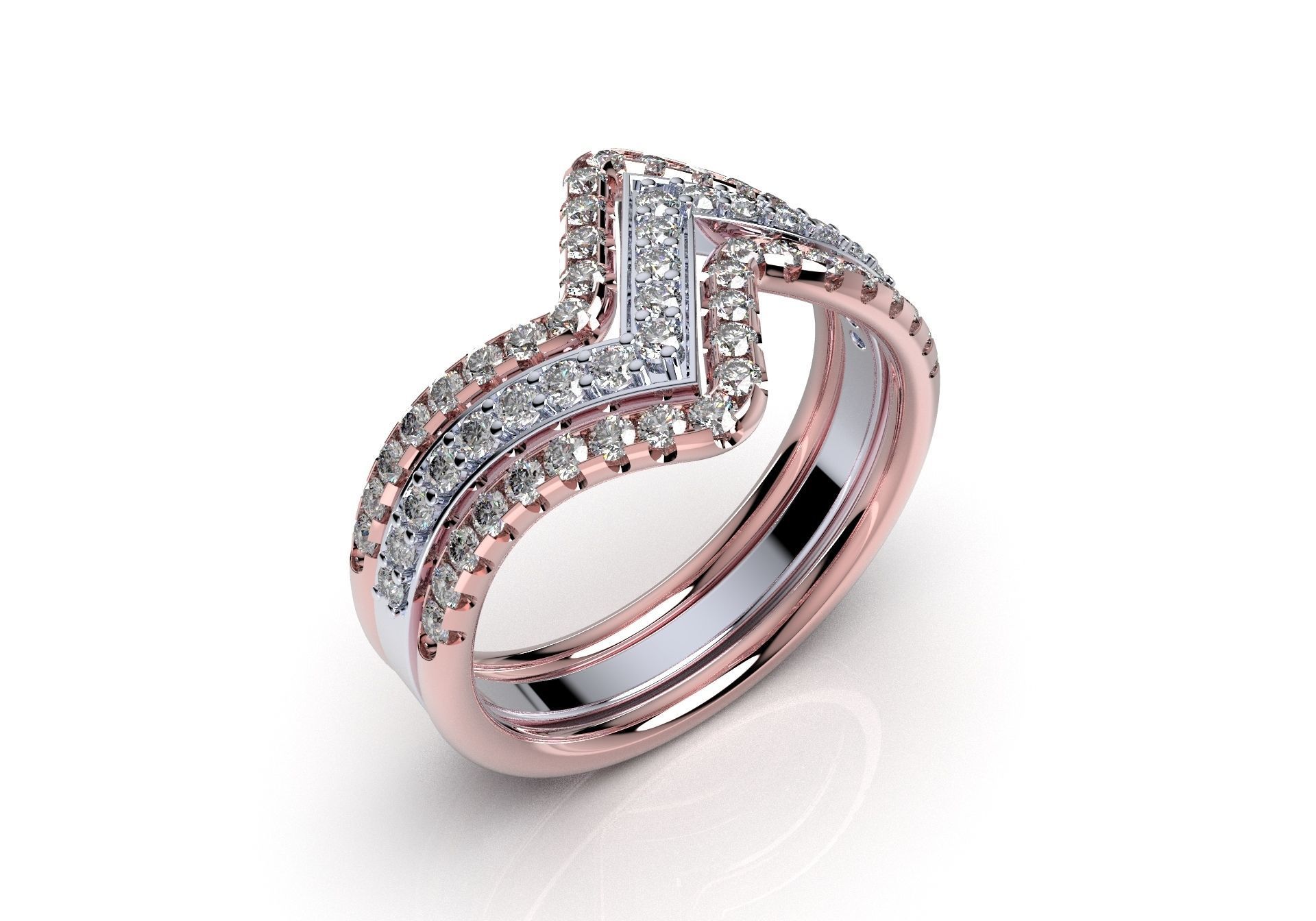 Bridal Set Rings 3D Models All Settings- PI0001-SV 3D print model_6