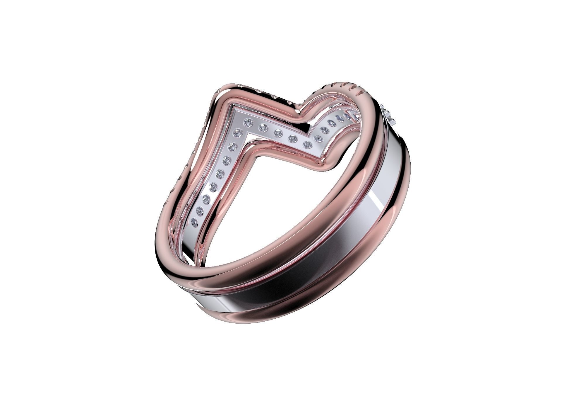 Bridal Set Rings 3D Models All Settings- PI0001-SV 3D print model_8