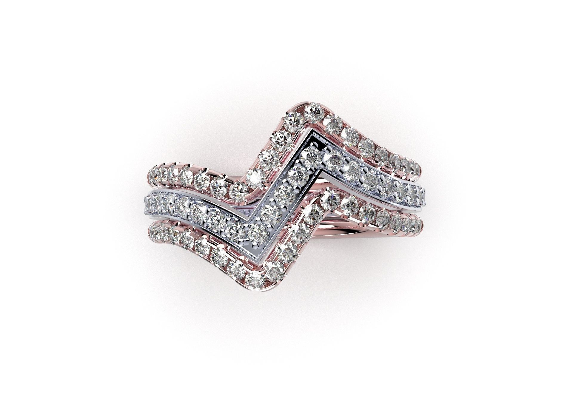 Bridal Set Rings 3D Models All Settings- PI0001-SV 3D print model_12