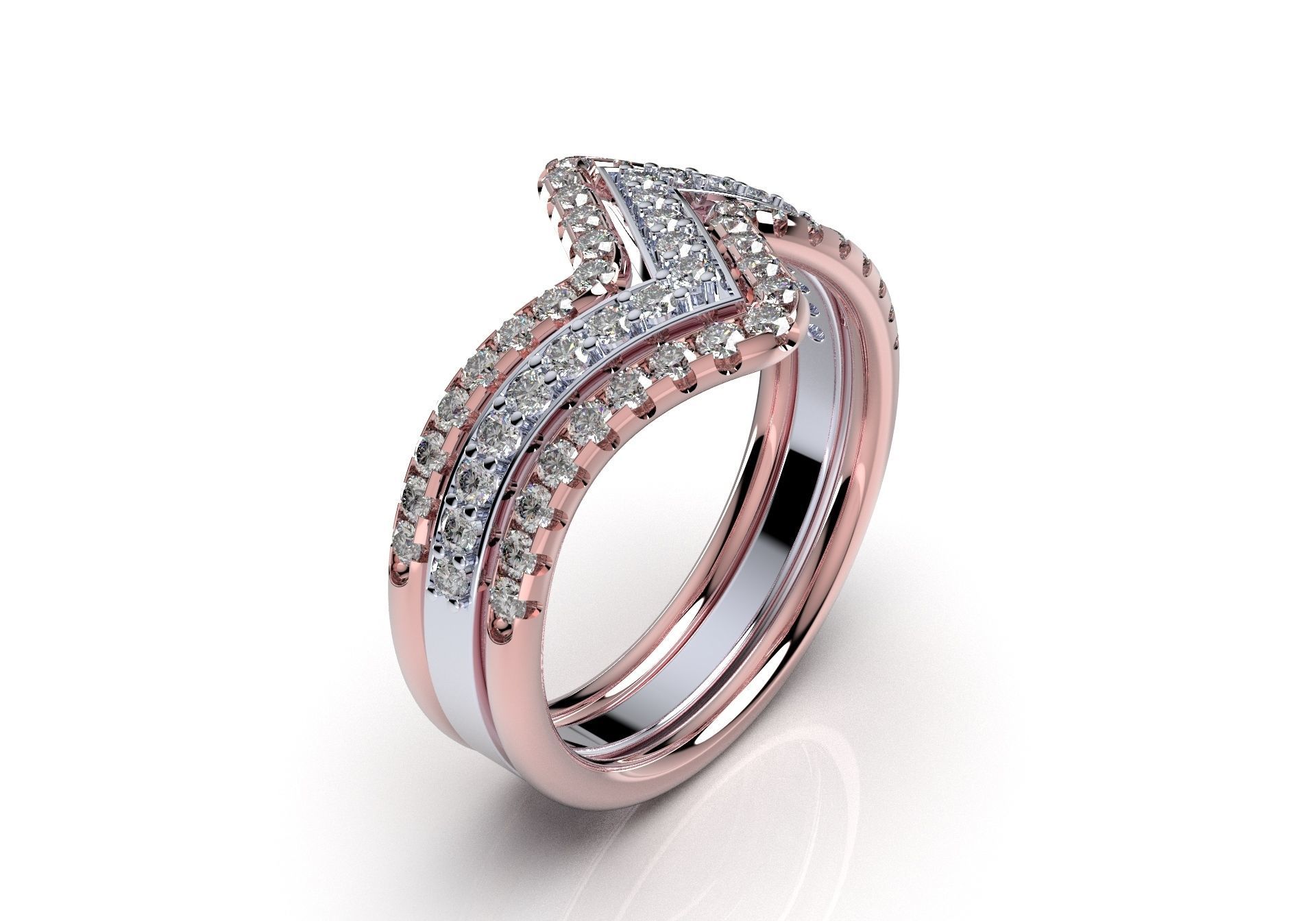 Bridal Set Rings 3D Models All Settings- PI0001-SV 3D print model_5