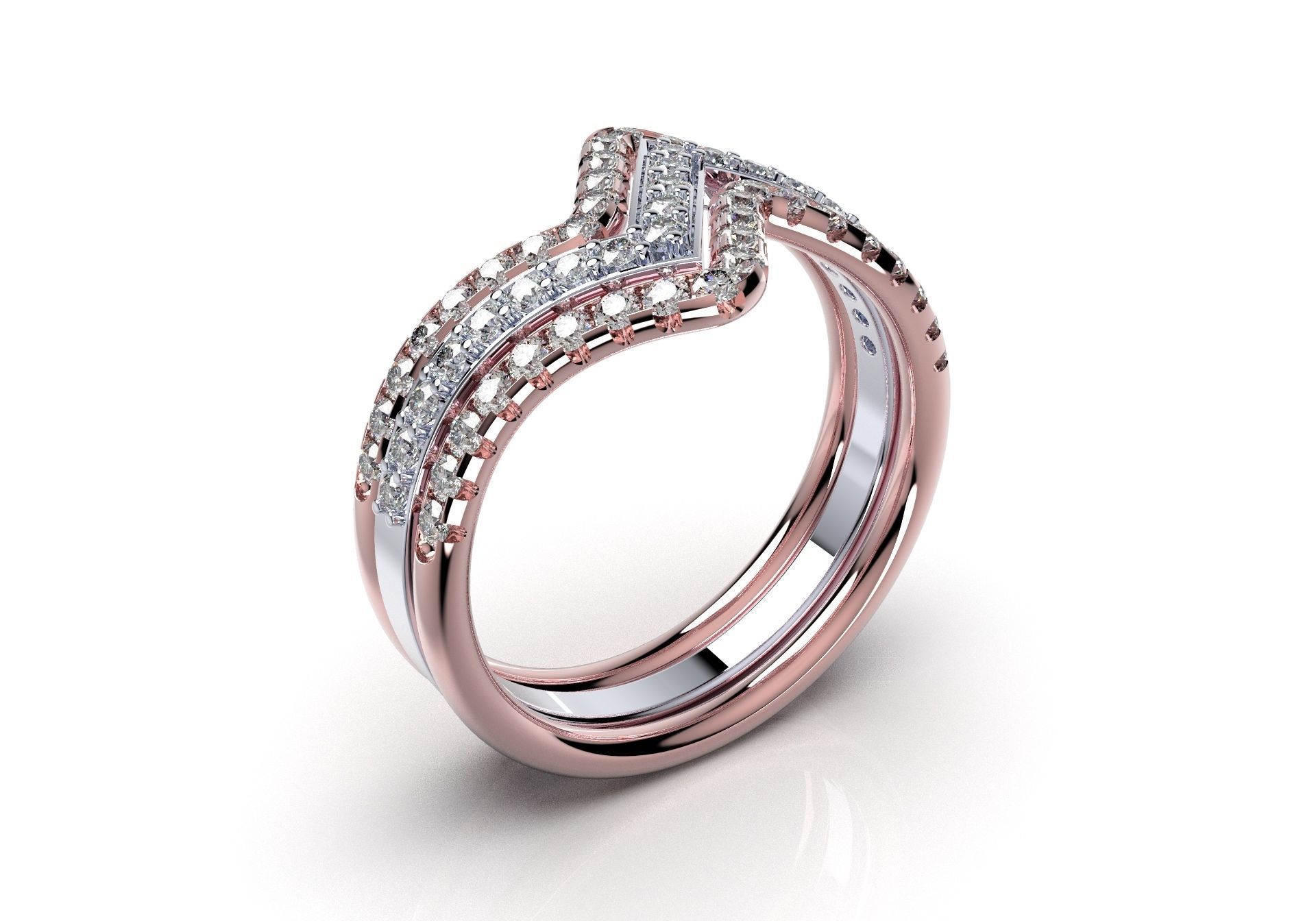 Bridal Set Rings 3D Models All Settings- PI0001-SV 3D print model_13