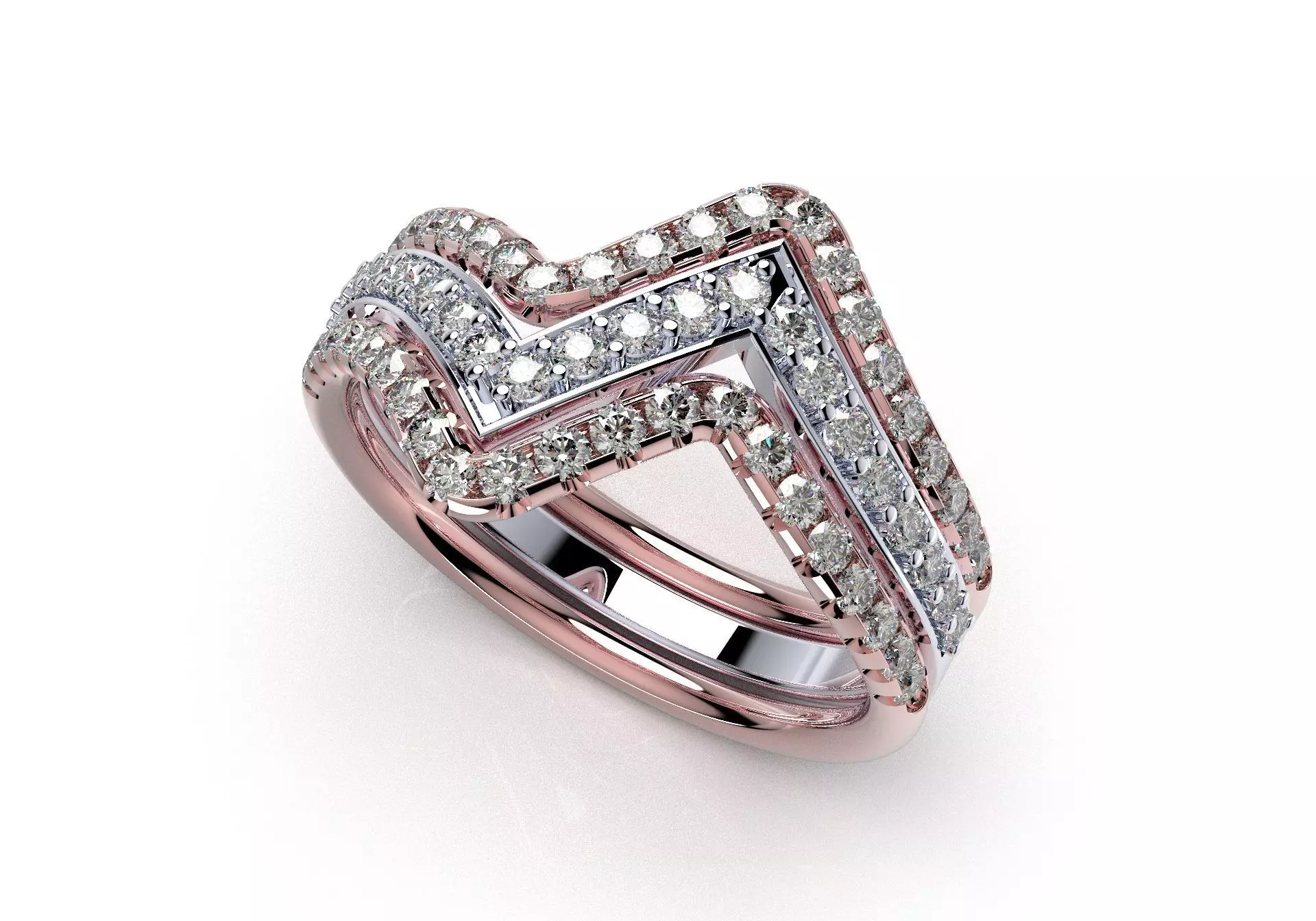 Bridal Set Rings 3D Models All Settings- PI0001-SV 3D print model_0