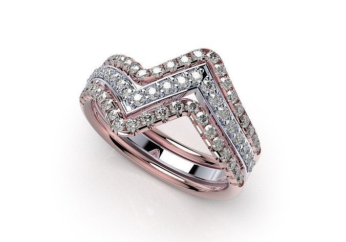 Bridal Set Rings 3D Models All Settings- PI0001-SV 3D print model