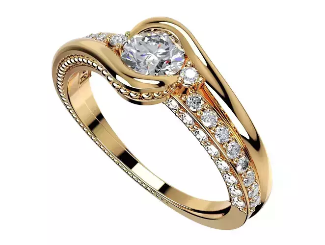 Engagement Solitaire Ring Bezel Setting Center Stone-RPSV001