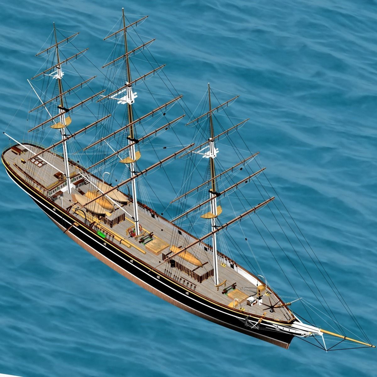 Cutty Sark Clipper - XIX Century Freighter 3D model_17