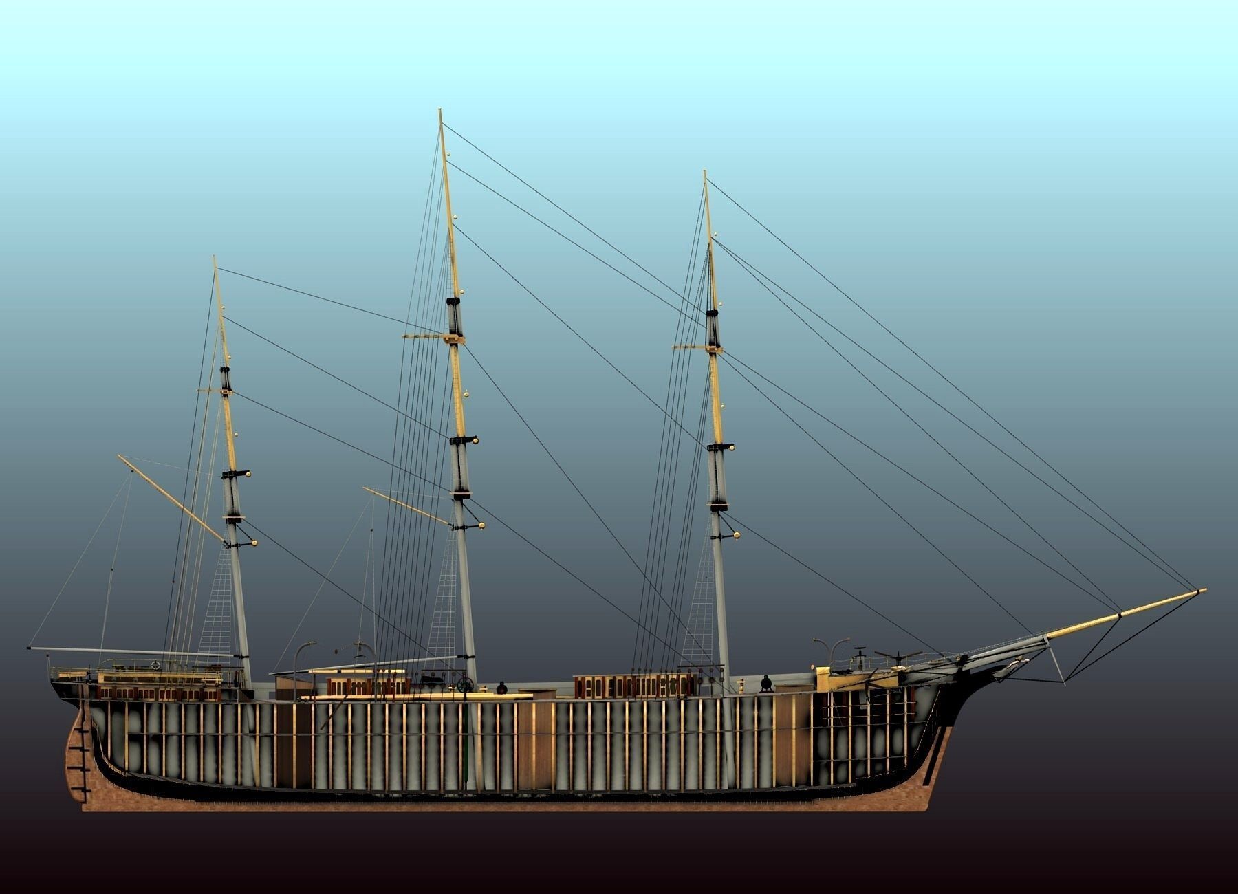 Cutty Sark Clipper - XIX Century Freighter 3D model_52