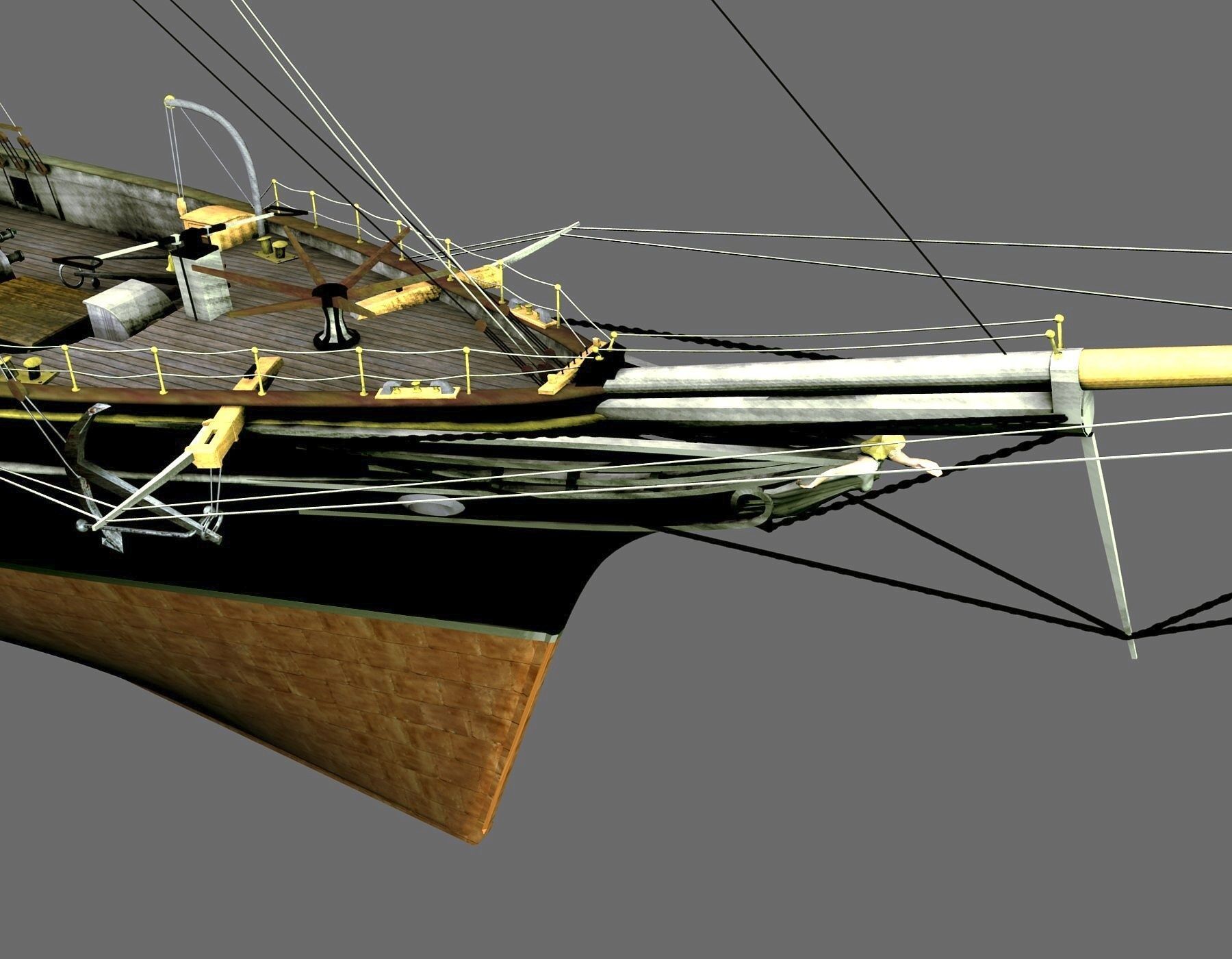 Cutty Sark Clipper - XIX Century Freighter 3D model_9