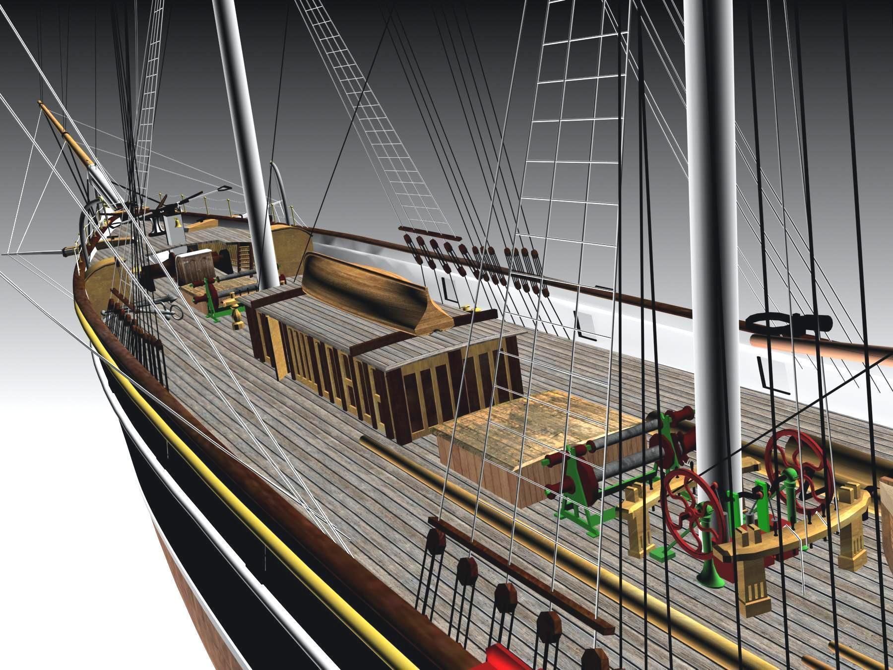 Cutty Sark Clipper - XIX Century Freighter 3D model_11