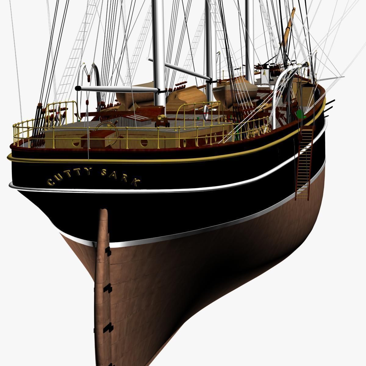 Cutty Sark Clipper - XIX Century Freighter 3D model_8