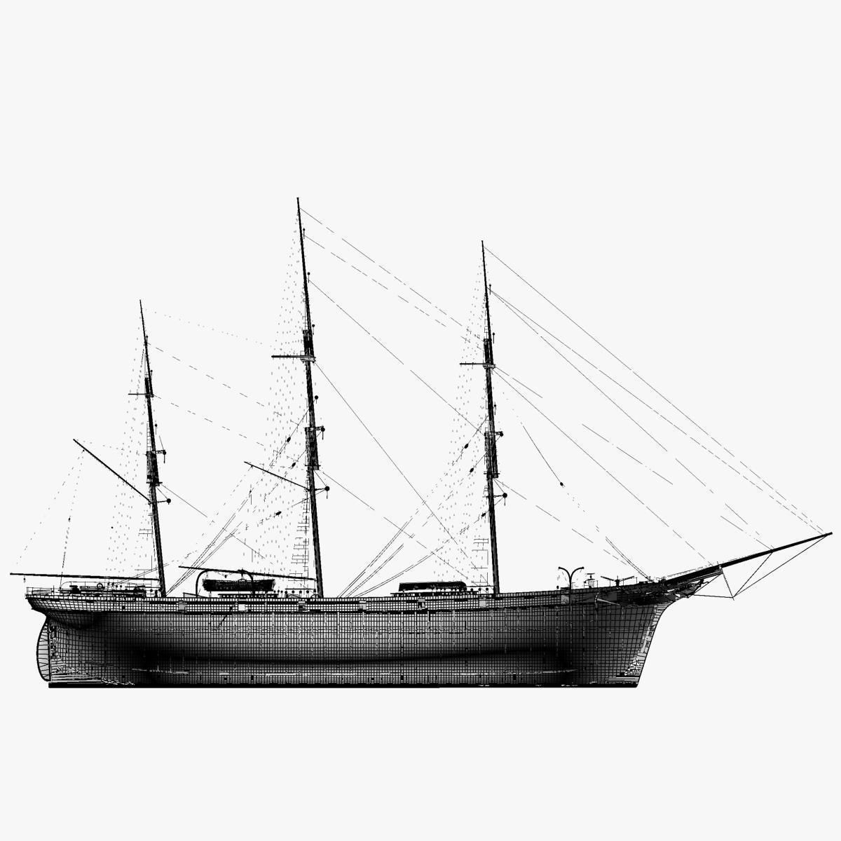 Cutty Sark Clipper - XIX Century Freighter 3D model_26