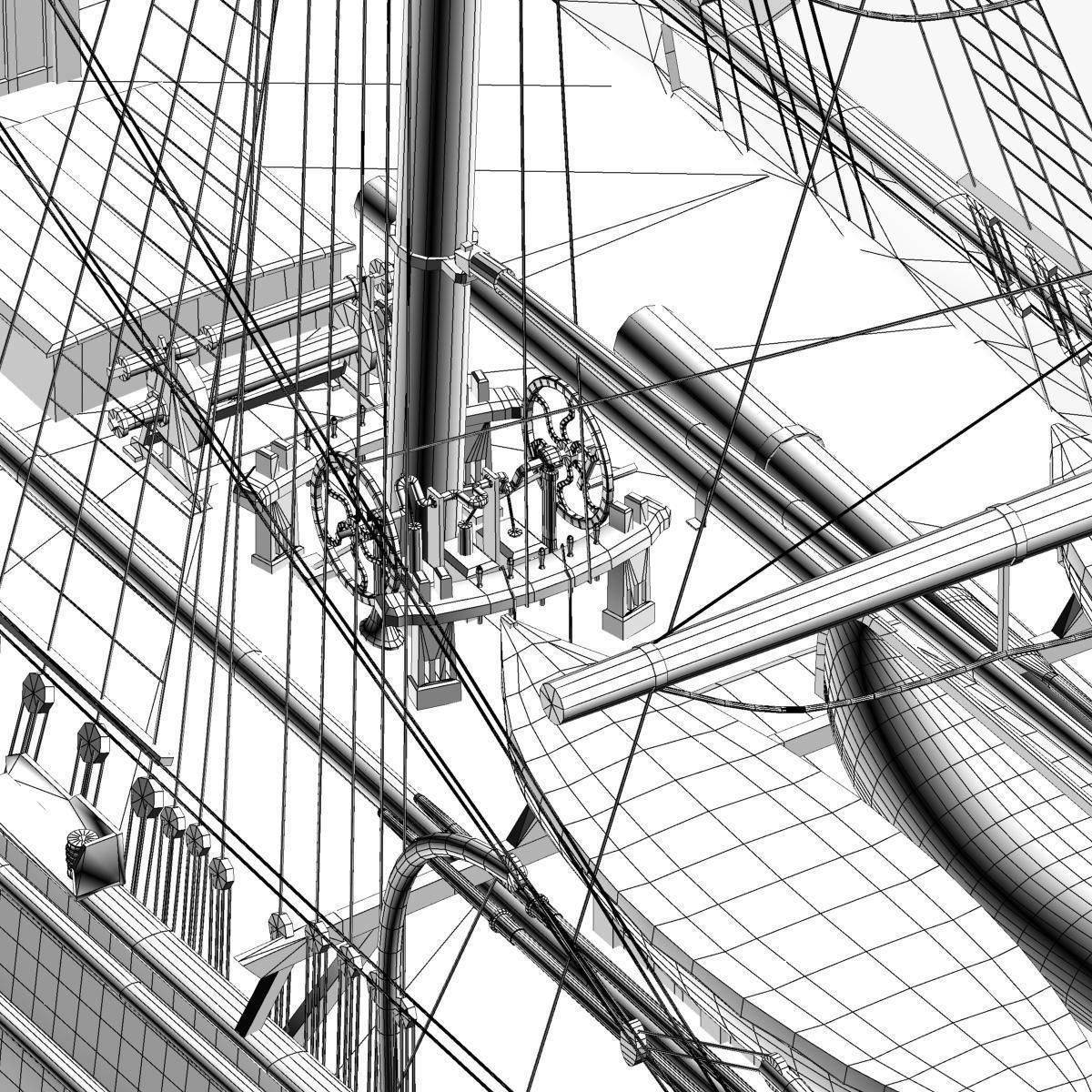 Cutty Sark Clipper - XIX Century Freighter 3D model_34