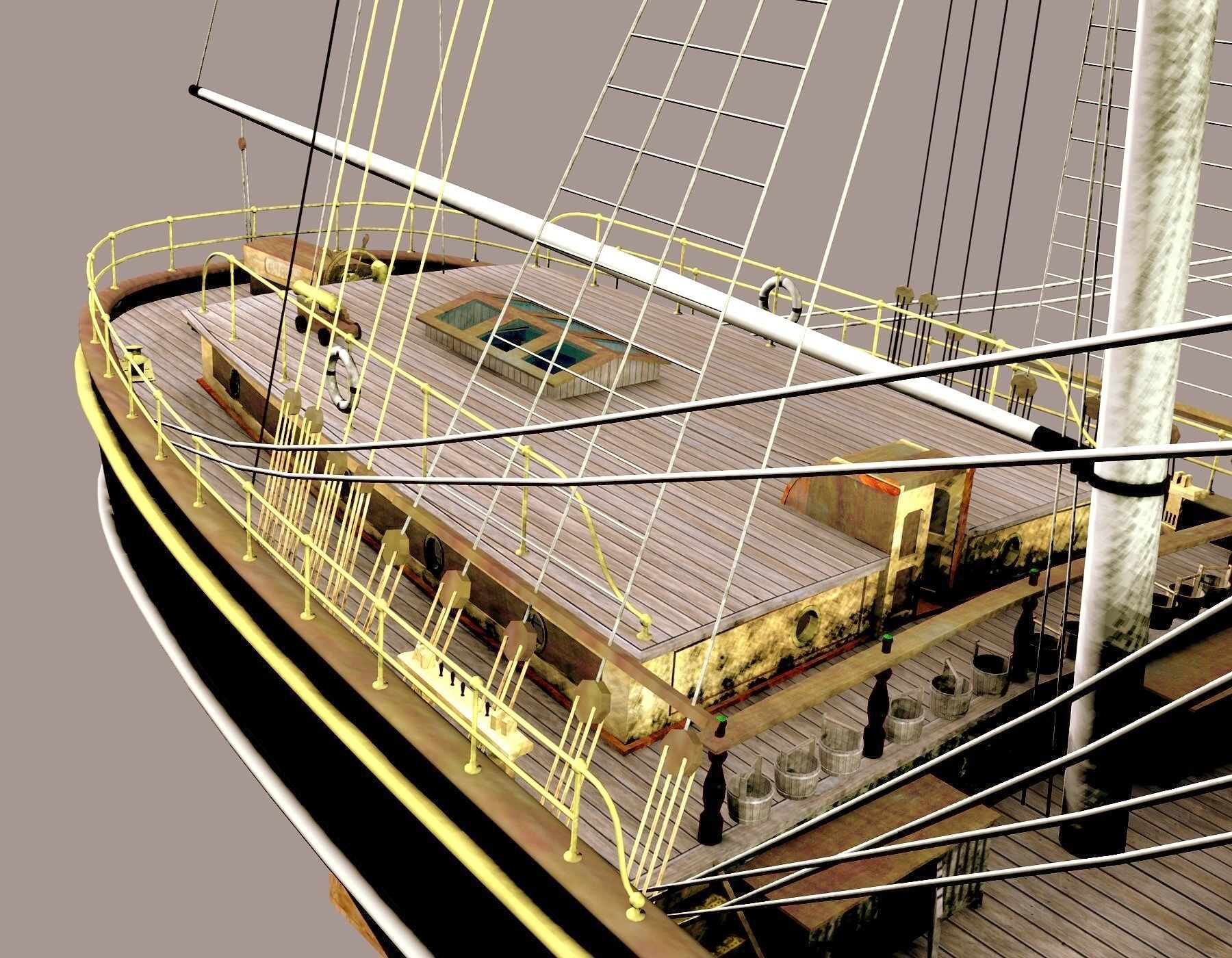 Cutty Sark Clipper - XIX Century Freighter 3D model_10