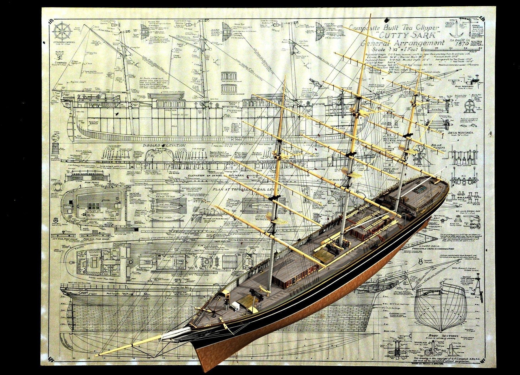Cutty Sark Clipper - XIX Century Freighter 3D model_25