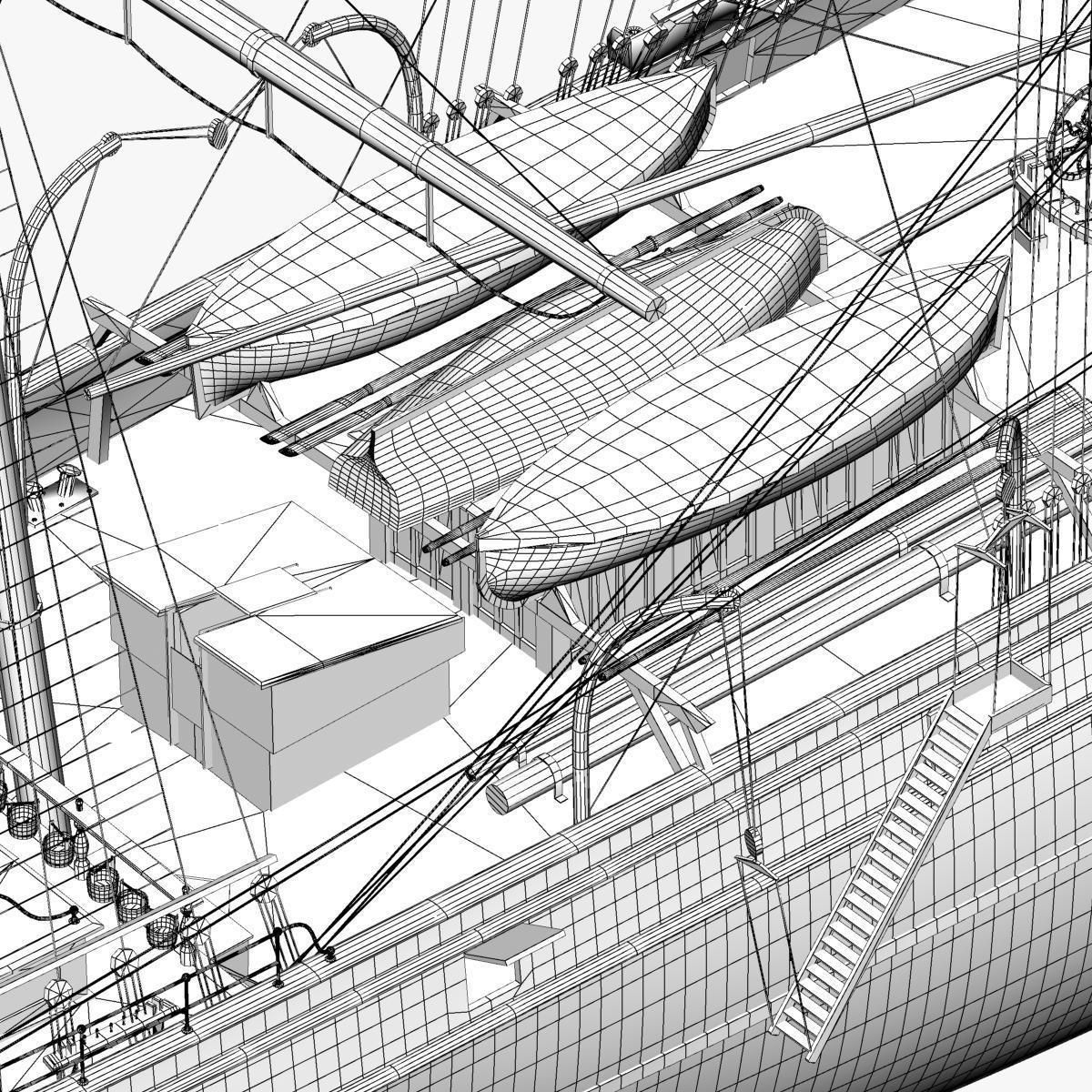 Cutty Sark Clipper - XIX Century Freighter 3D model_36
