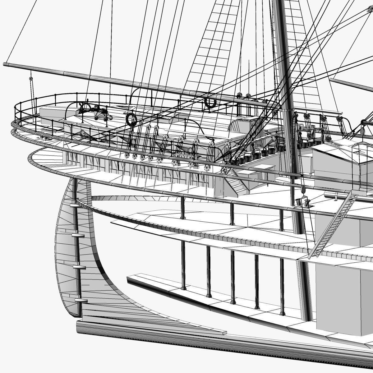 Cutty Sark Clipper - XIX Century Freighter 3D model_39