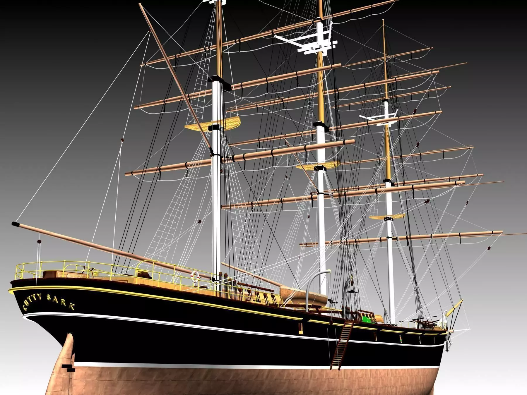 Cutty Sark Clipper - XIX Century Freighter 3D model_0
