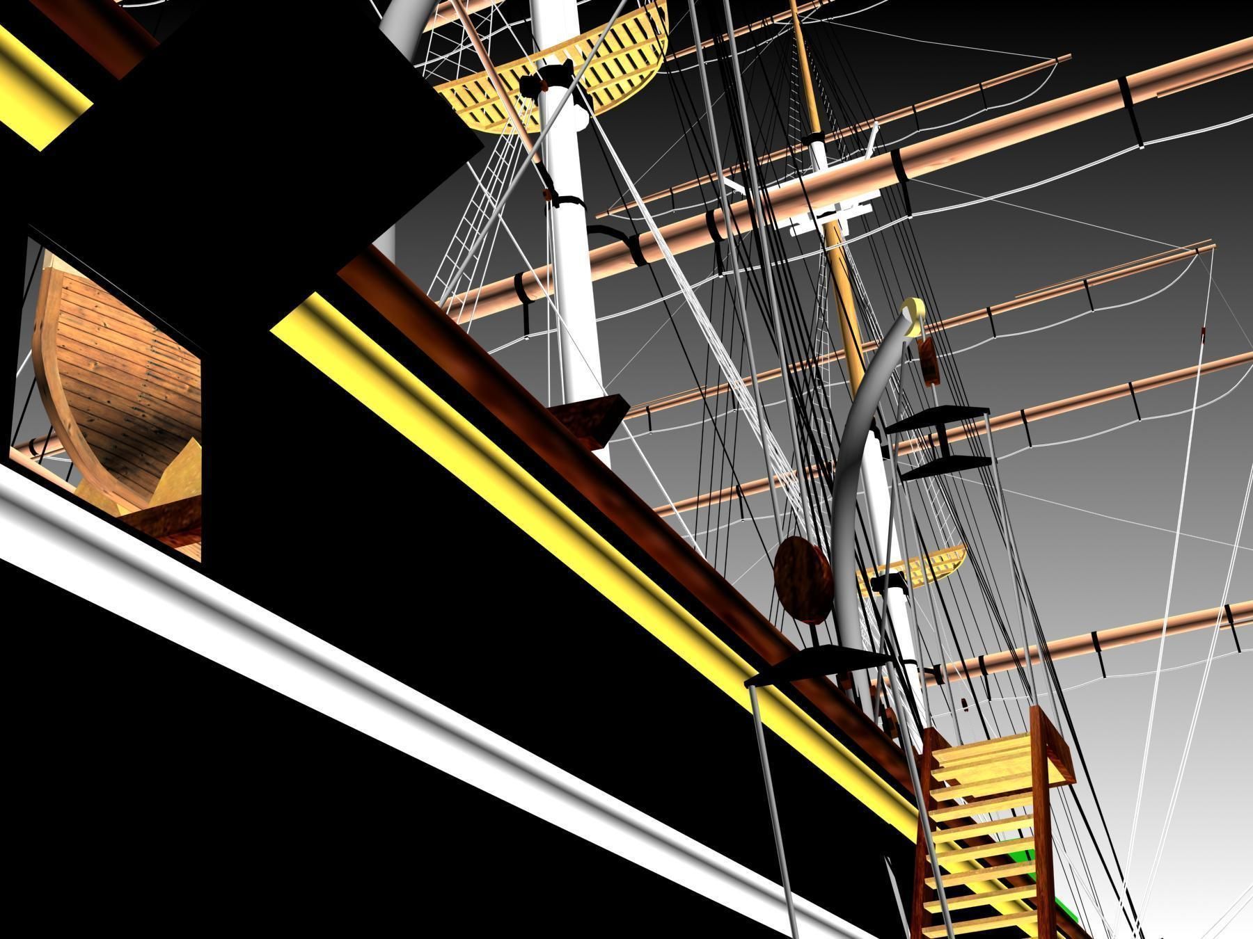 Cutty Sark Clipper - XIX Century Freighter 3D model_4