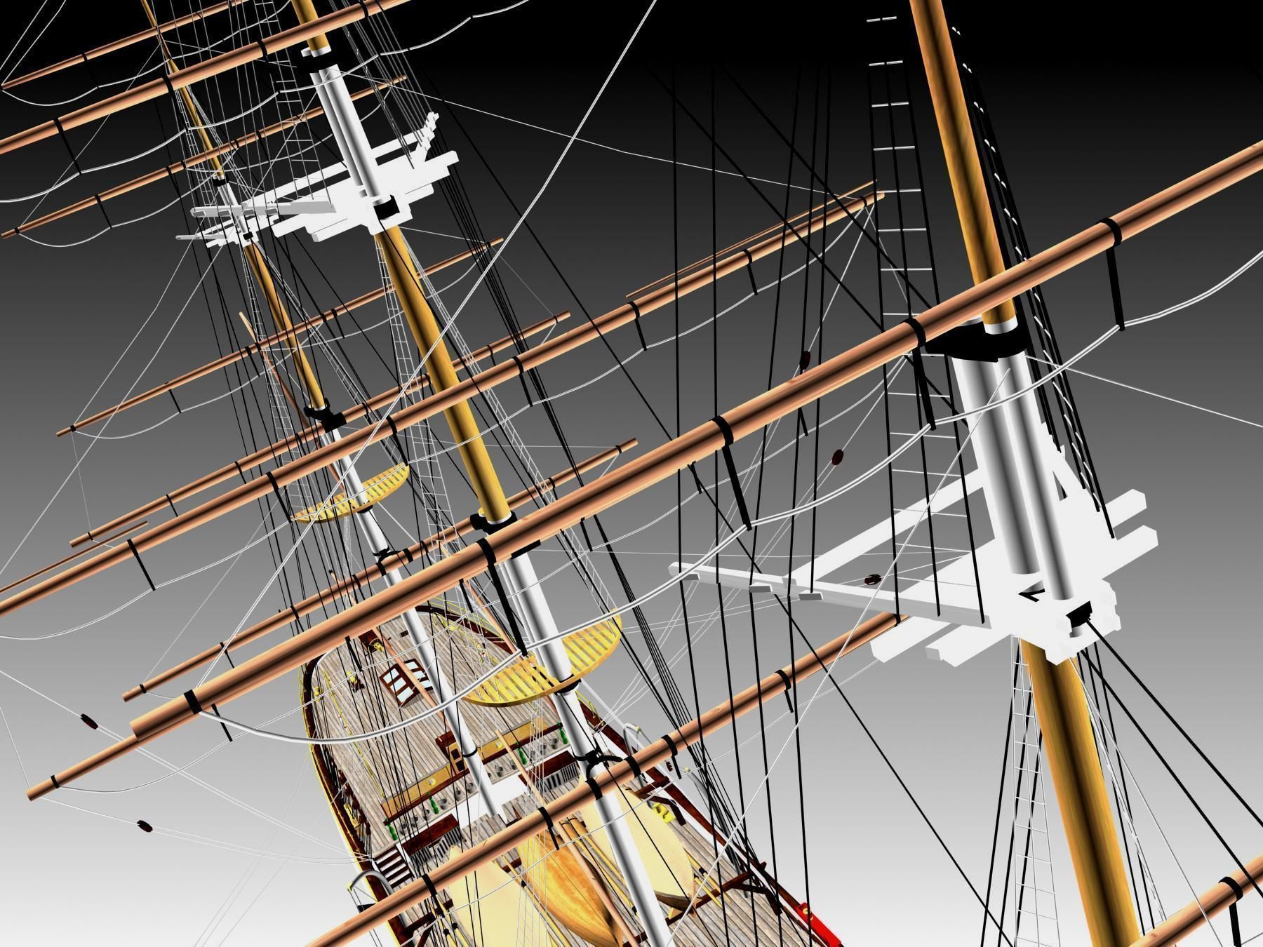 Cutty Sark Clipper - XIX Century Freighter 3D model_50