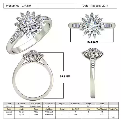 Jewelry 3D CAD ring  STL Files-VJR119