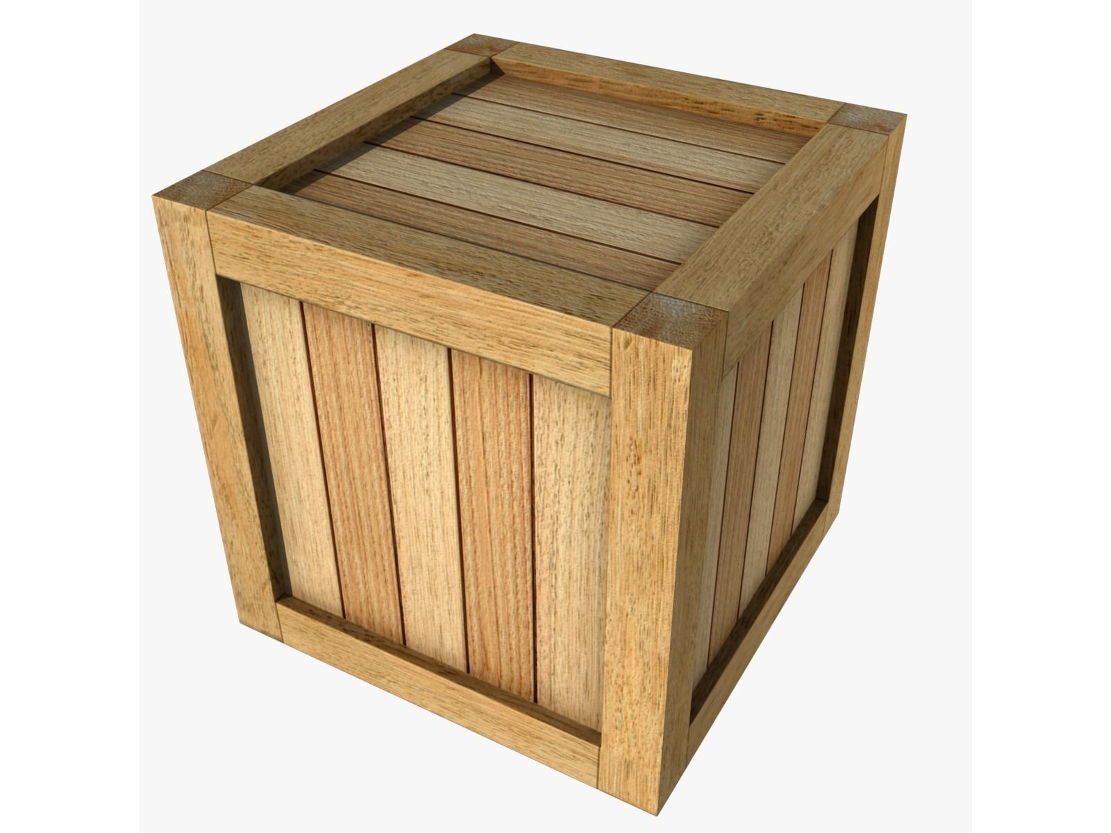 Wood box Low-poly 3D model_4