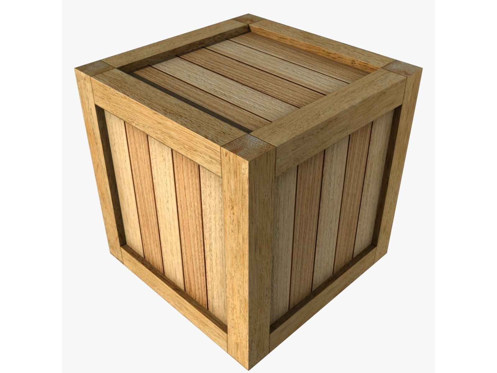 Wood box Low-poly 3D model_3