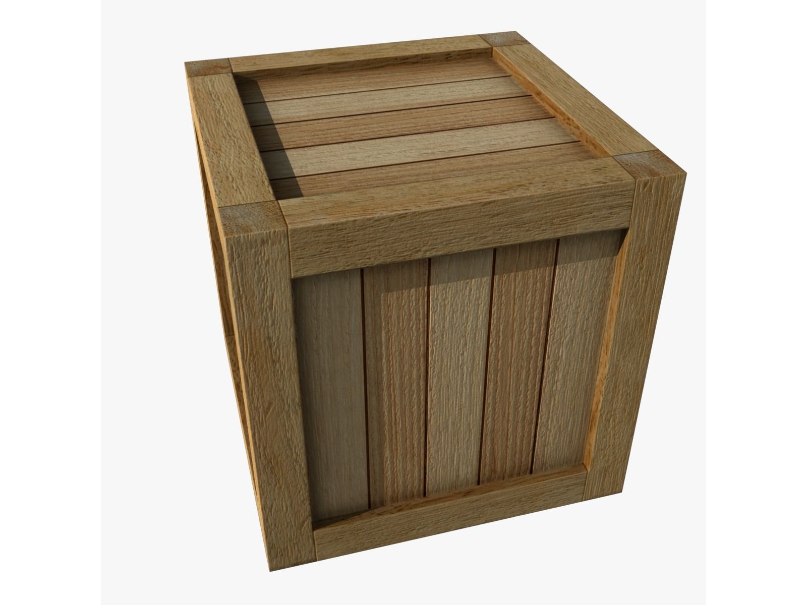 Wood box Low-poly 3D model_6