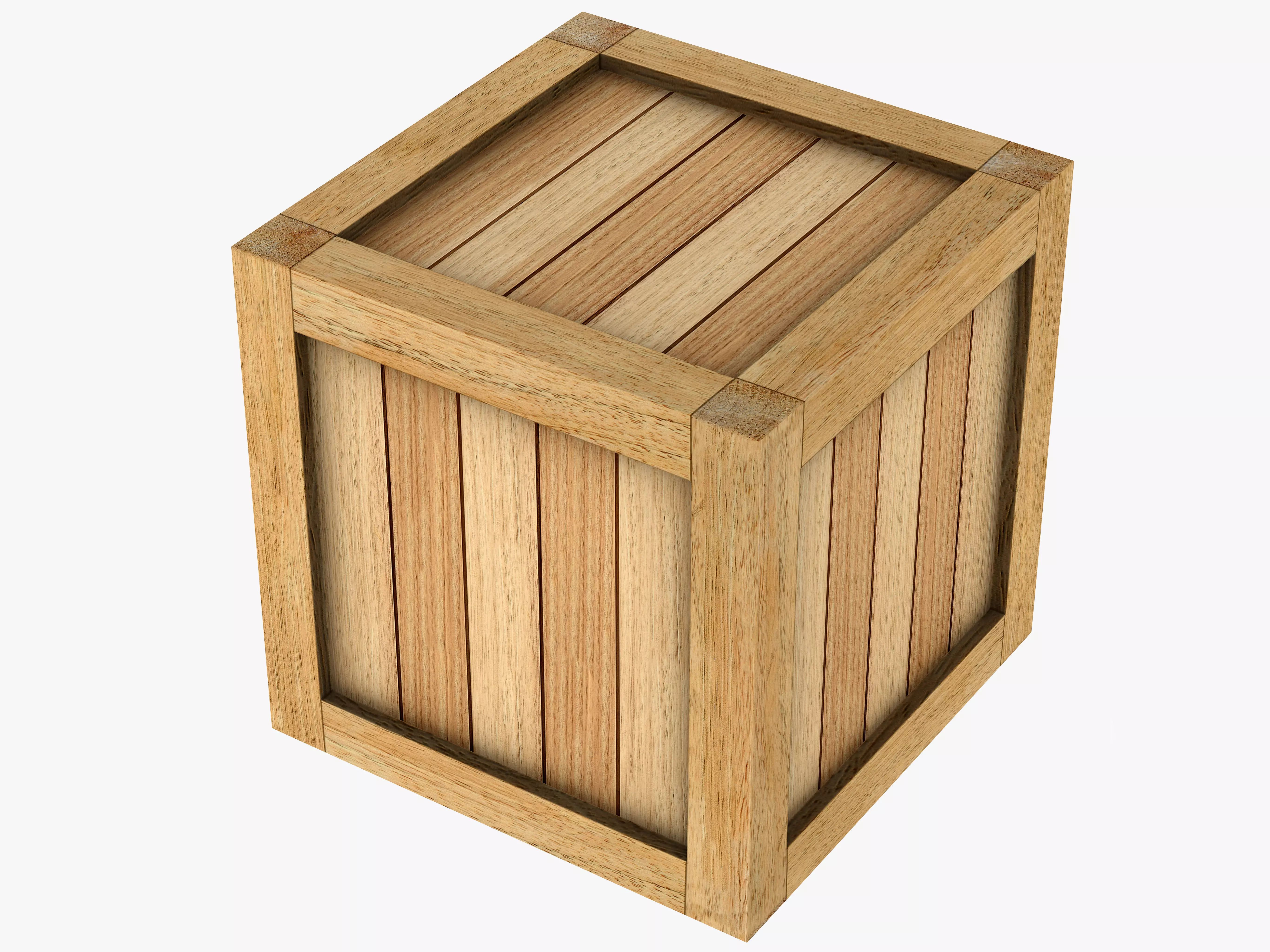 Wood box Low-poly 3D model_0