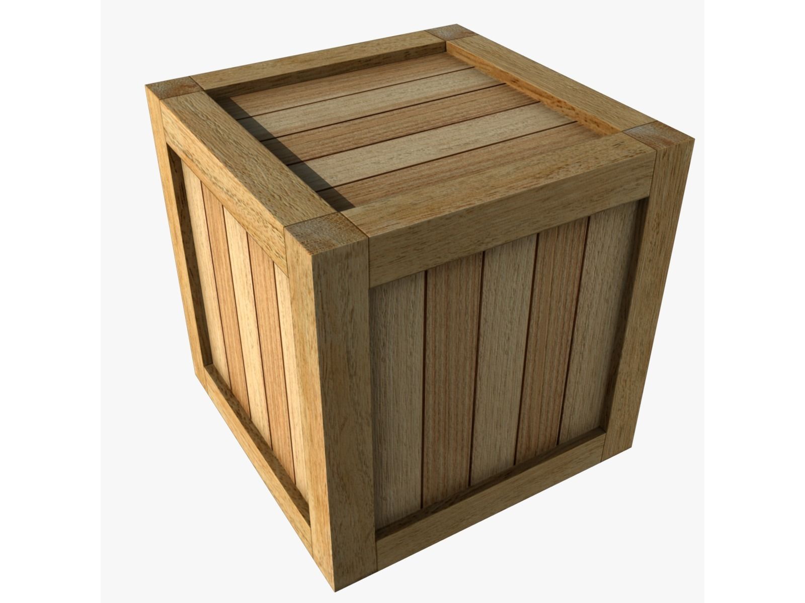 Wood box Low-poly 3D model_7