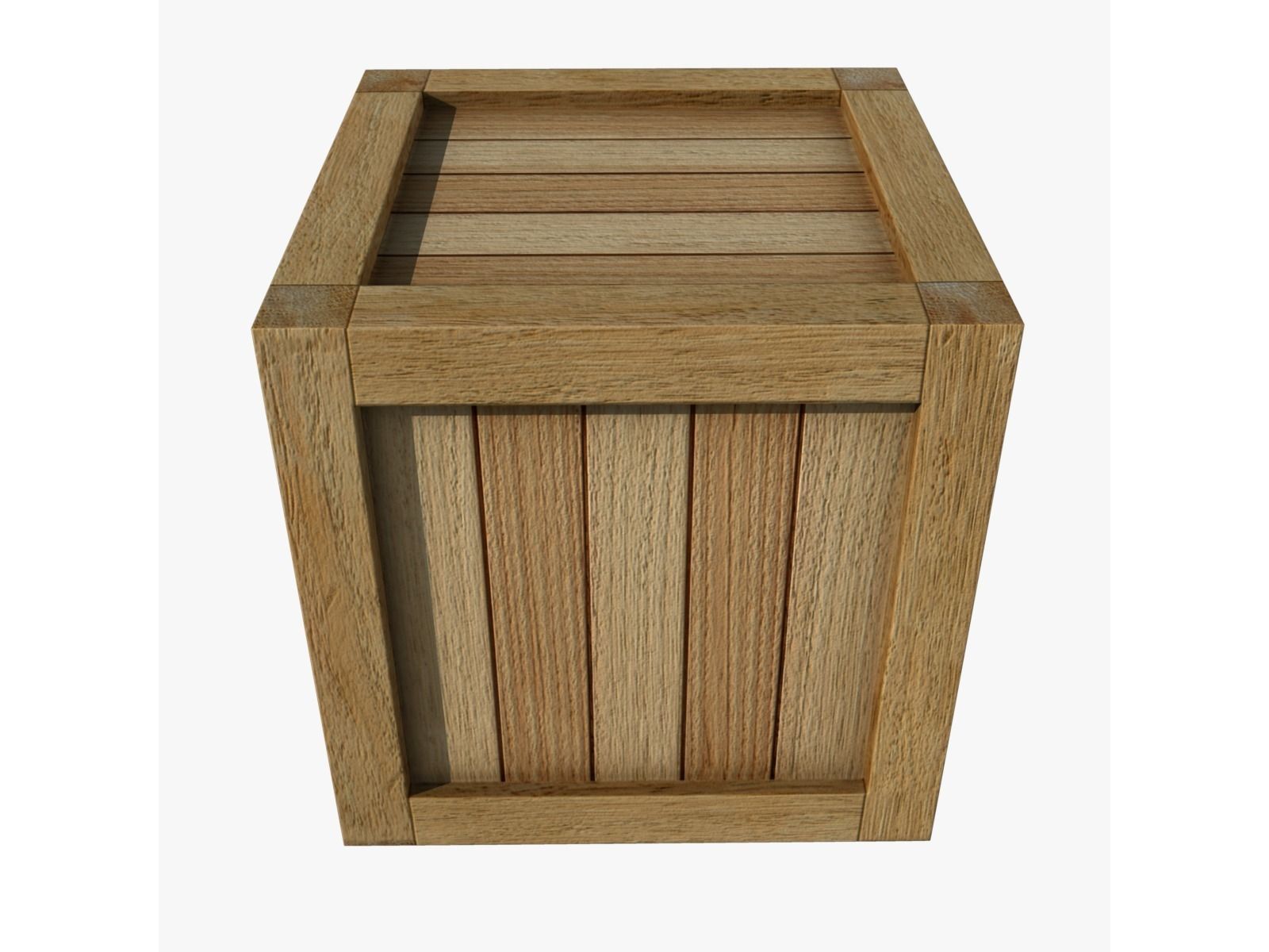 Wood box Low-poly 3D model_5