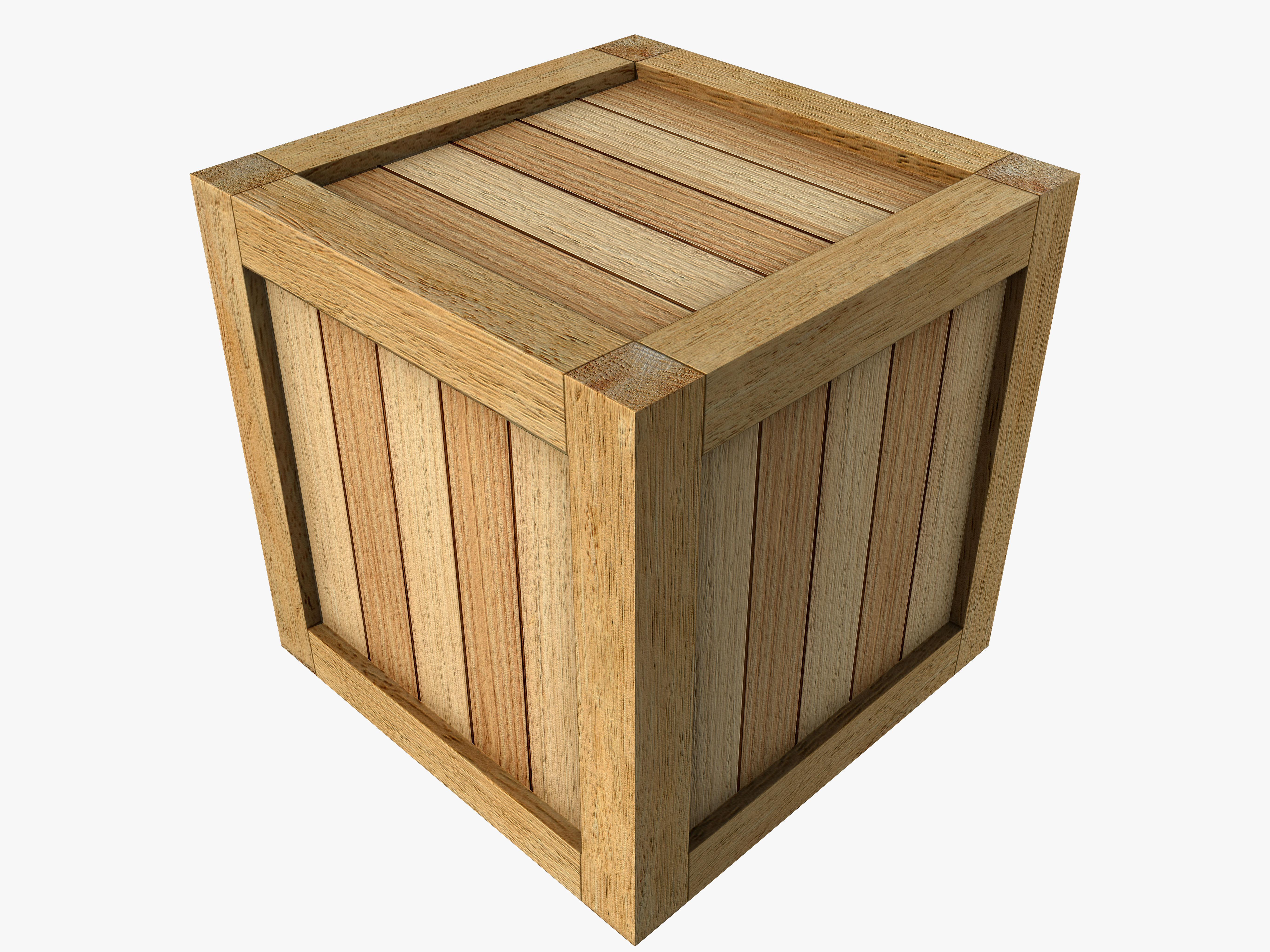 Wood box Low-poly 3D model_1