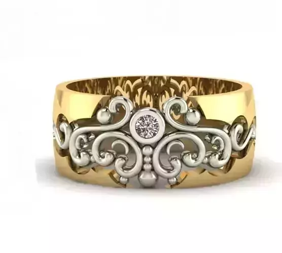 Wedding ring with diamond 3D print model