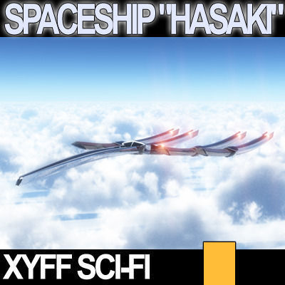 Xyff Sci Fi Spaceship Starfighter Hasaki 3D model_2