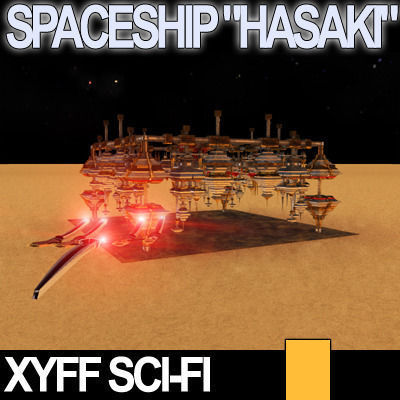 Xyff Sci Fi Spaceship Starfighter Hasaki 3D model_7