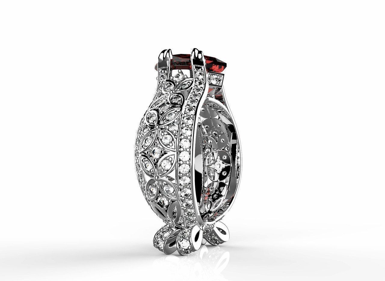 Gorgeous ring with heart stone 3D print model_2