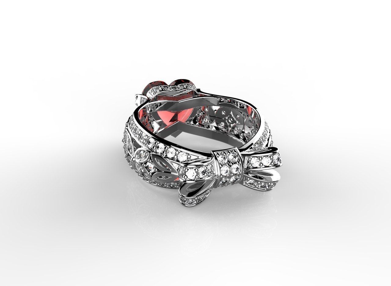 Gorgeous ring with heart stone 3D print model_4
