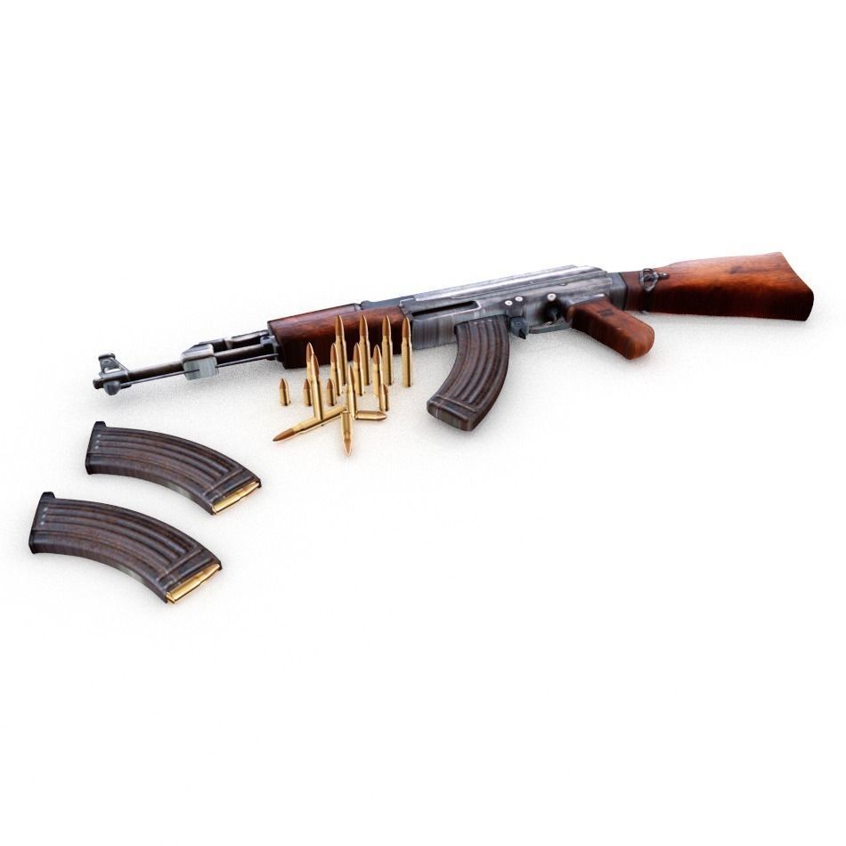 Mikhail Kalashnikov  AK-47 Low-poly 3D model_1
