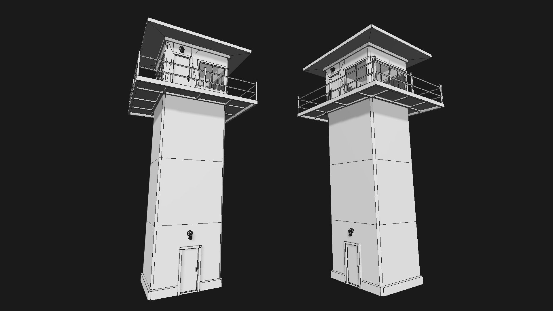 Prison Tower Low-poly 3D model_7