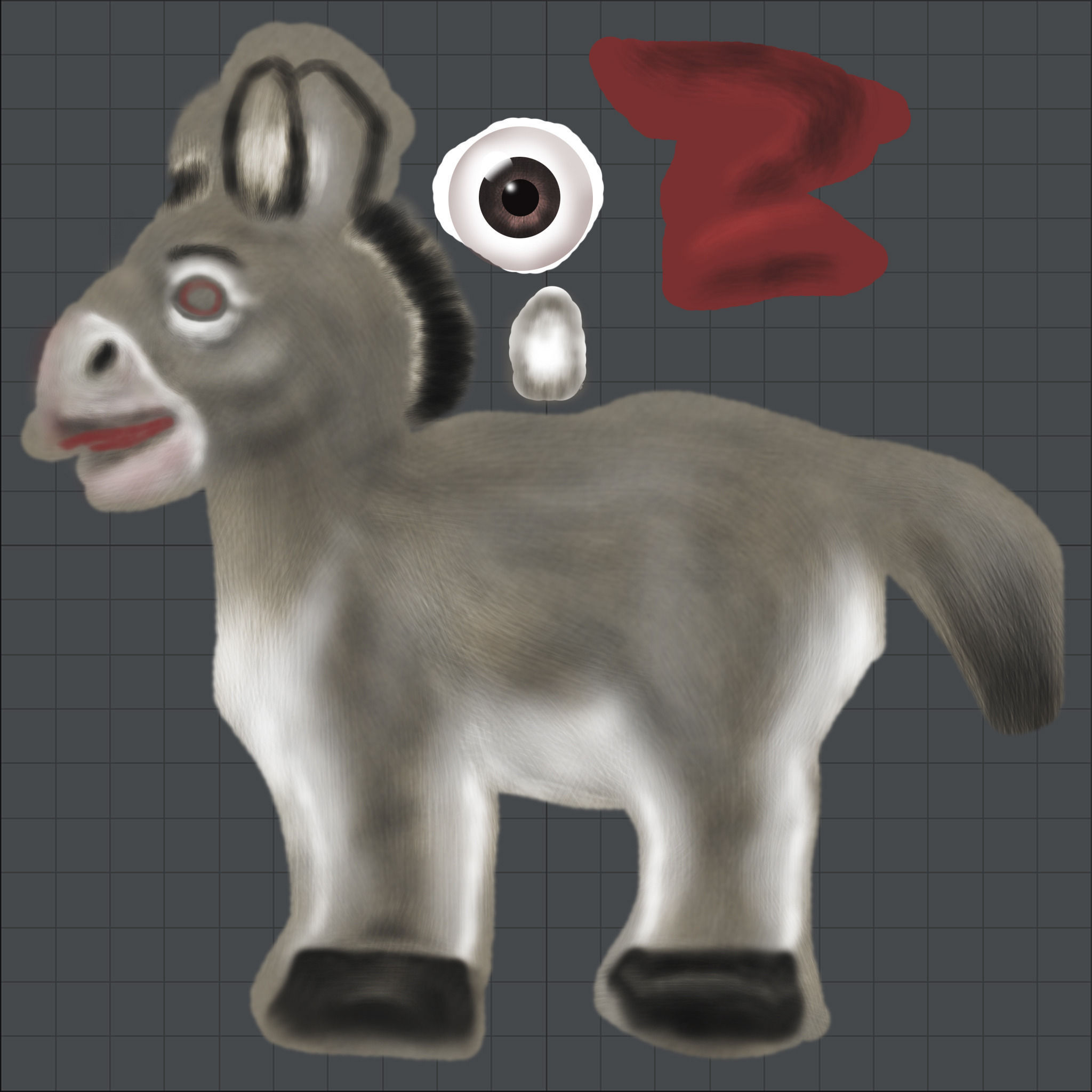 Cartoon of donkey Low-poly 3D model_4