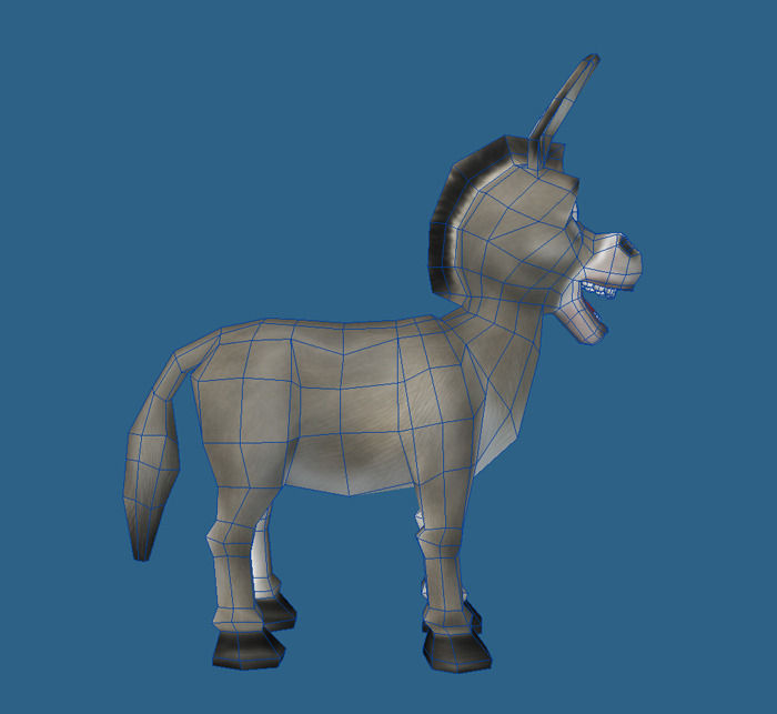 Cartoon of donkey Low-poly 3D model_2