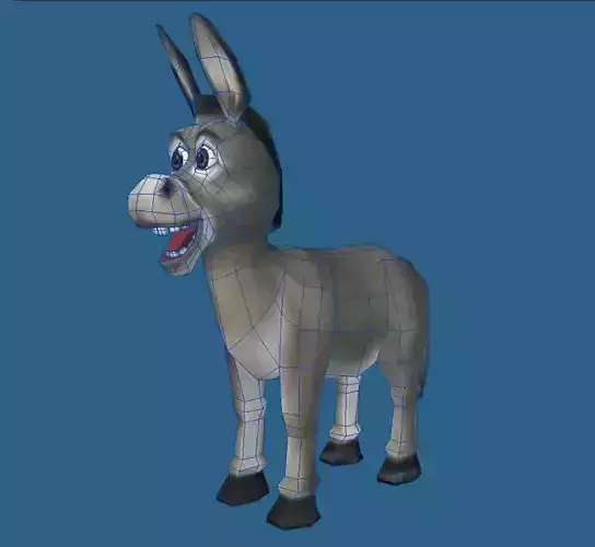Cartoon of donkey Low-poly 3D model