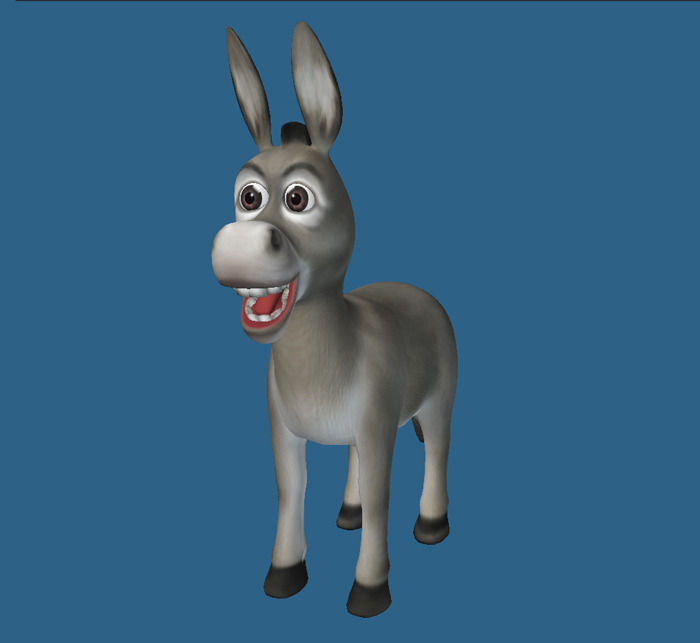 Cartoon of donkey Low-poly 3D model_3