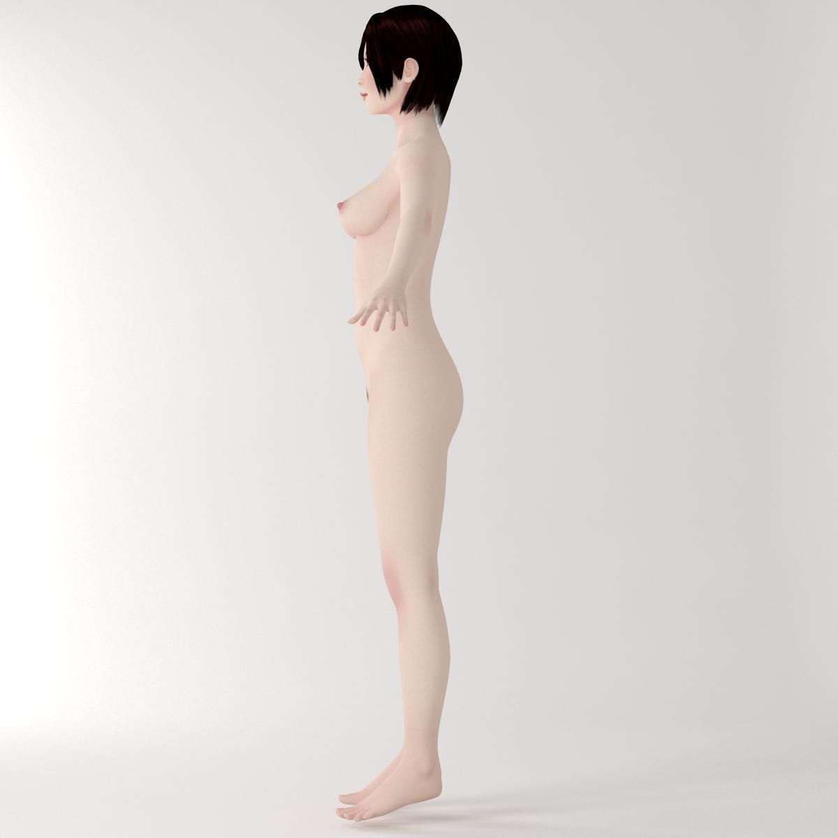 T pose nonrigged model of Rina in short pants 3D model_11