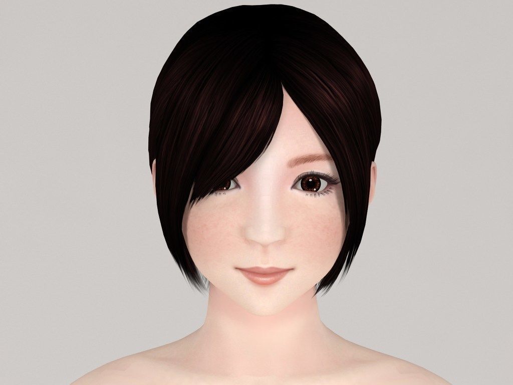 Rina short pants pose 01 3D model_1