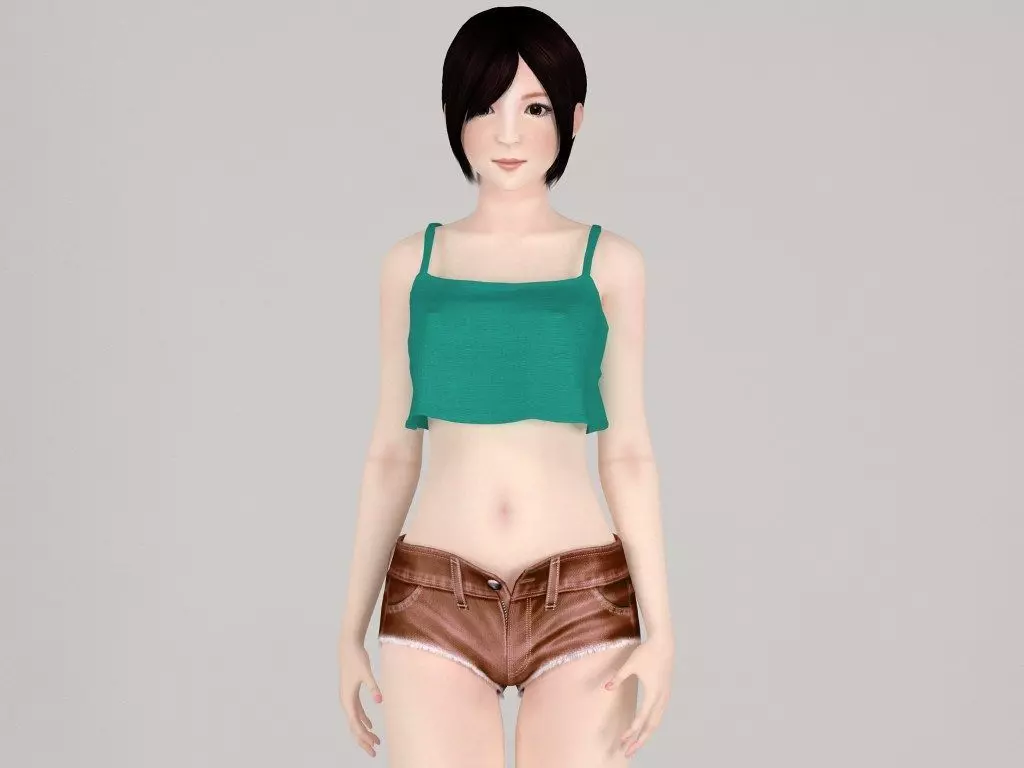 Rina short pants pose 01 3D model_0