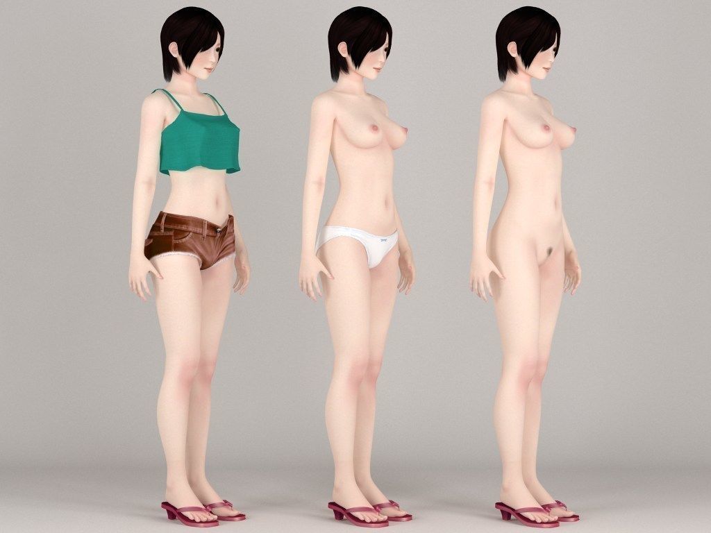 Rina short pants pose 01 3D model_6