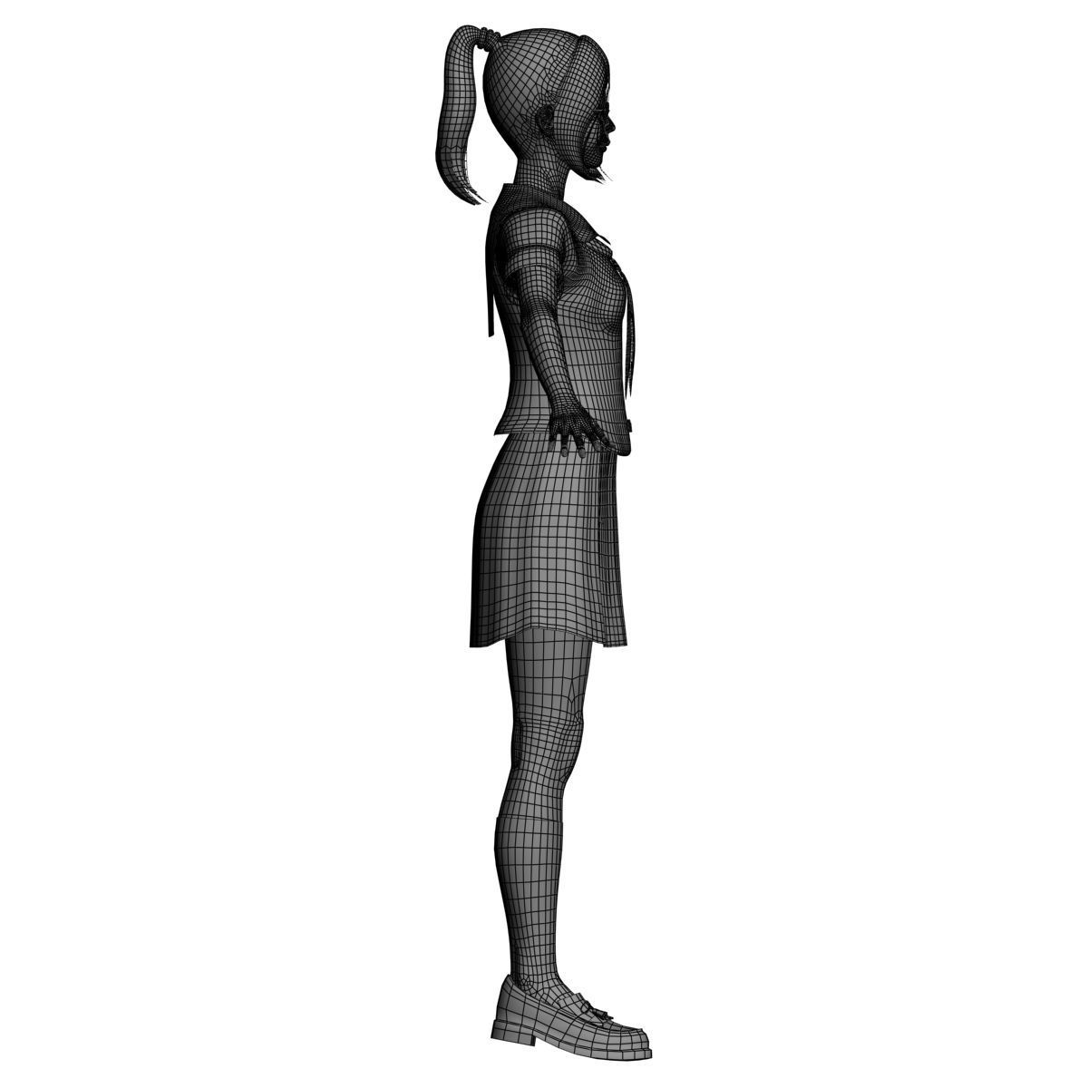 T pose nonrigged model of Natsumi in school uniform 3D model_12