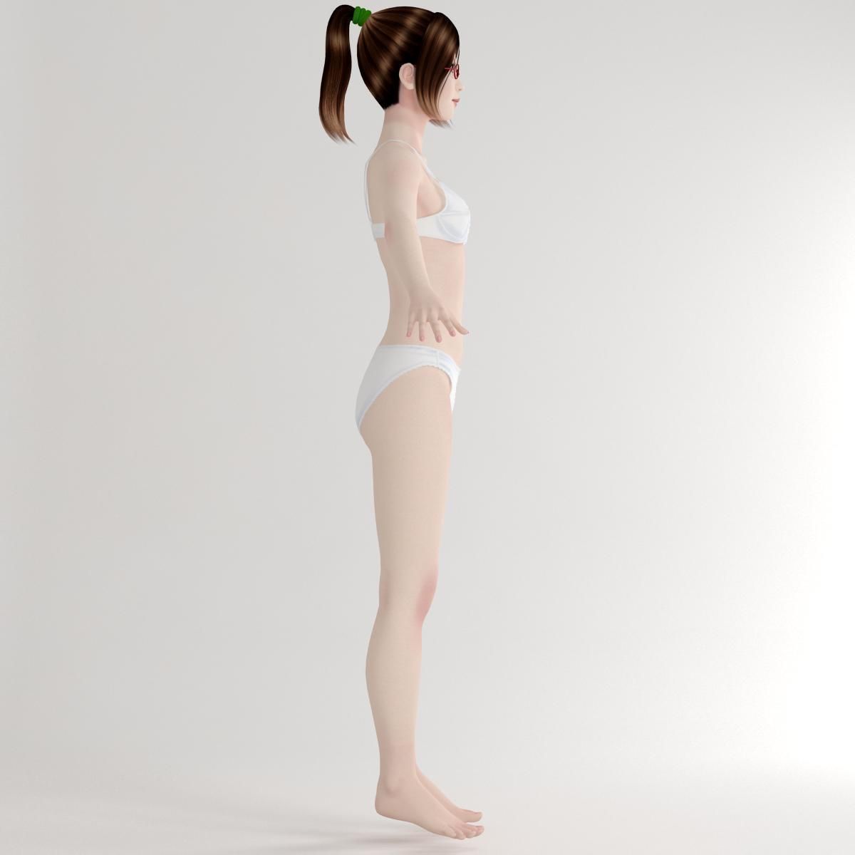 T pose nonrigged model of Natsumi in school uniform 3D model_9